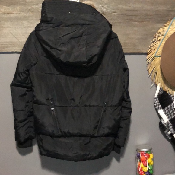 Black faux fur hooded puffer coat - Picture 7 of 14